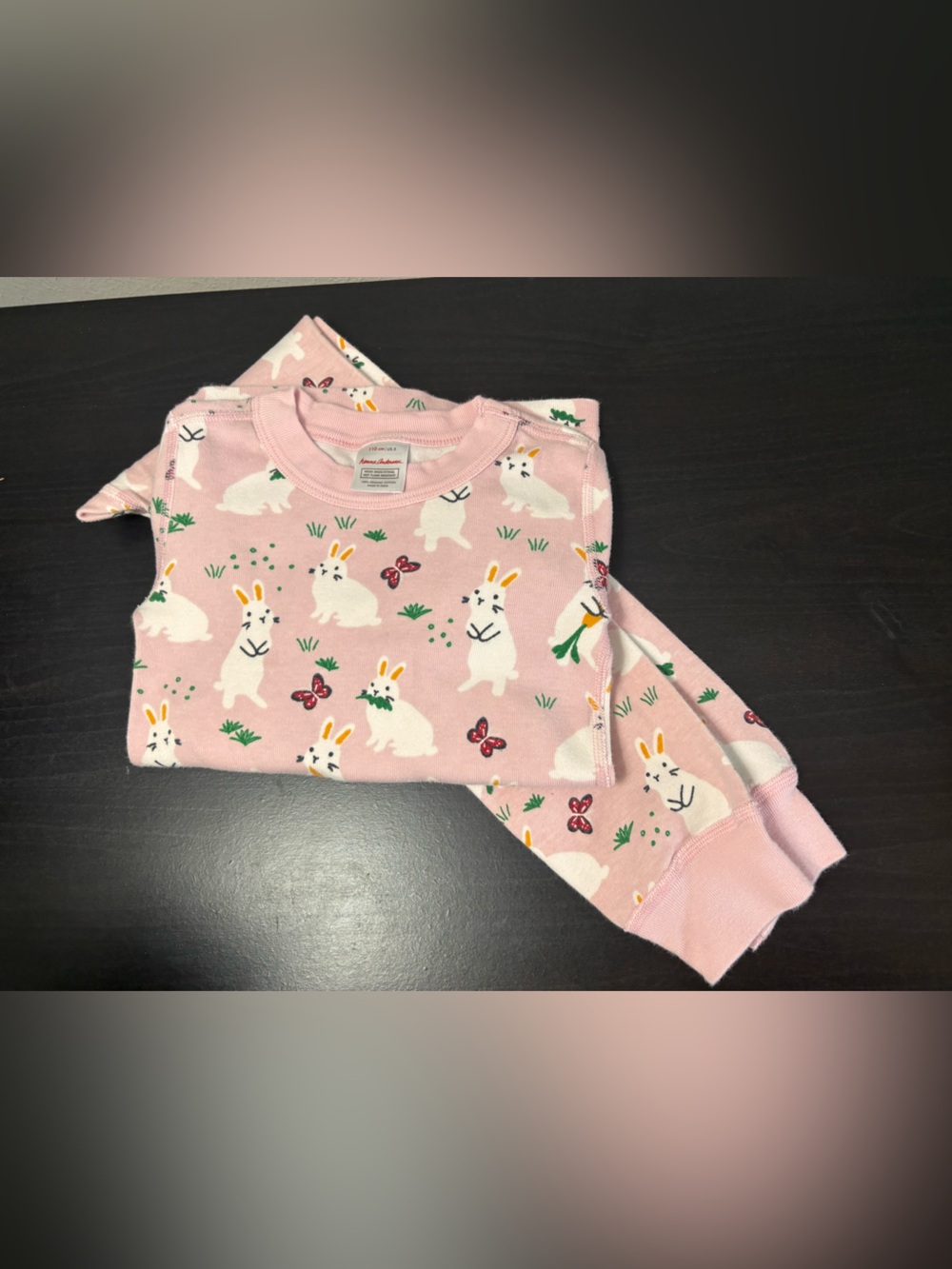 Hanna Andersson Kids Pink Bunny Print Pajama Set | 110 | 5t